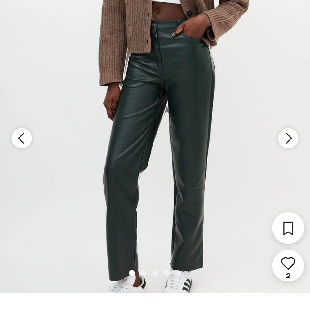 Aritzia Melina Green Vegan Leather Pants